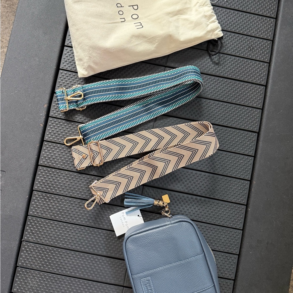 Pom Pom London Leather bag + two straps NWT